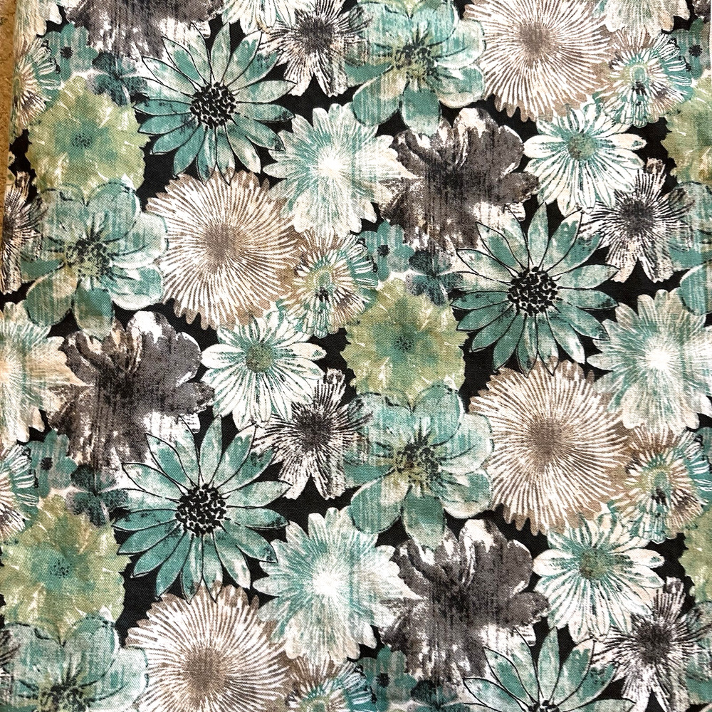 Outdoor Fabric Richloom Cotton Blue Green Floral 4 Yards